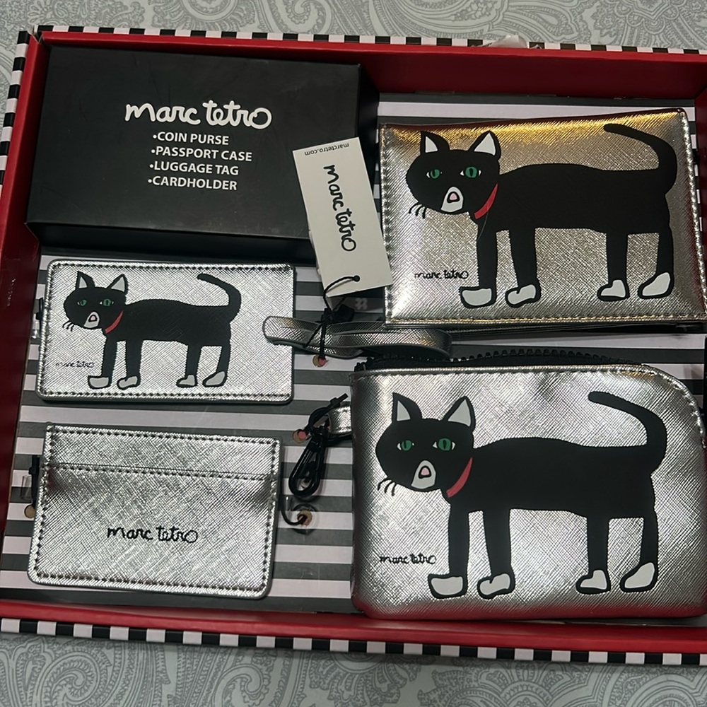 Marc Tetro Travel Set Coin purse, Passport Case, Luggage Tag, Cardholder NIB